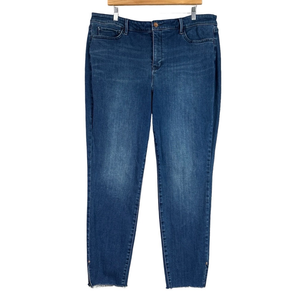 NYDJ Ami Skinny Jeans Womens 20W Blue Lift Tuck Stretch Raw Hem‎ Ankle Side Slit
